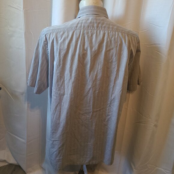 Mens S/S shirt Stefano Ricci 4 Cuzzens- 42/16.5 Gray stripe Hidden button front - Picture 7 of 8
